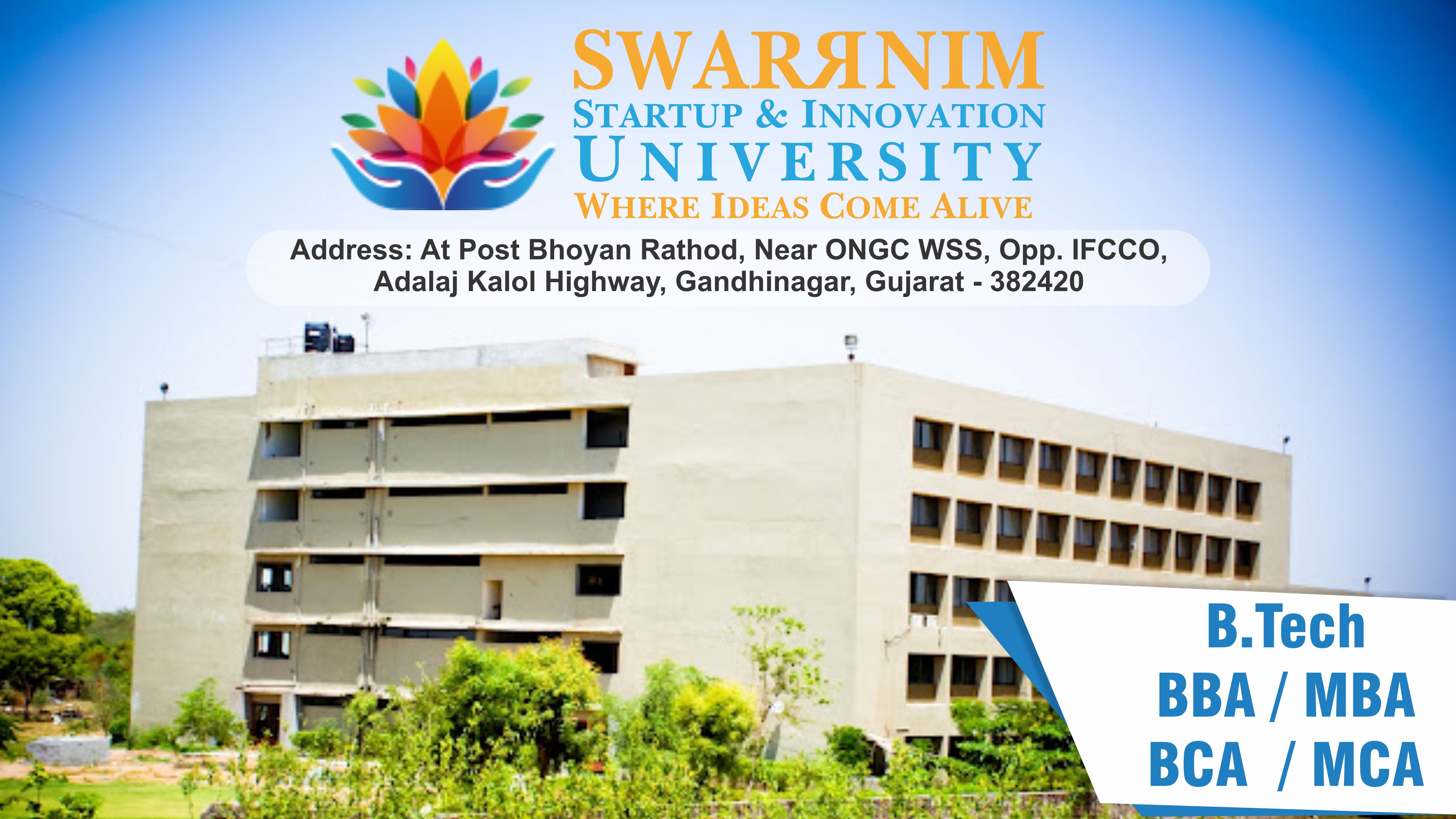 out side view of Swarrnim Startup and Innovation University (SSIU)